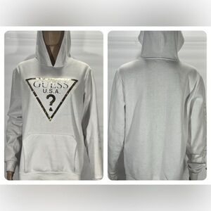 GUESS UNISEX WHITE HOODIE WITH RAISED LETTERS SIZE SMALL